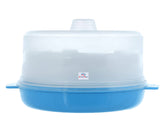 Heart Home Plastic Microwave Idli/Dhokla/Rice/Vegetable Maker, Steamer With 3 Idli Moulds and 1 Dhokla Pan (Blue) -50HH01187